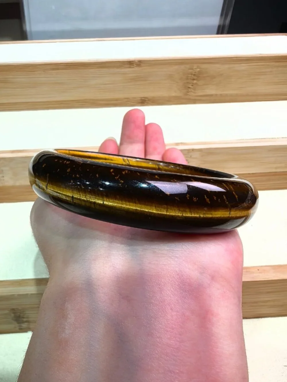 Natural Tiger Eye Bangle Bracelet 62.09g 59.6mm ID Golden Cat Eye Gemstone Certi